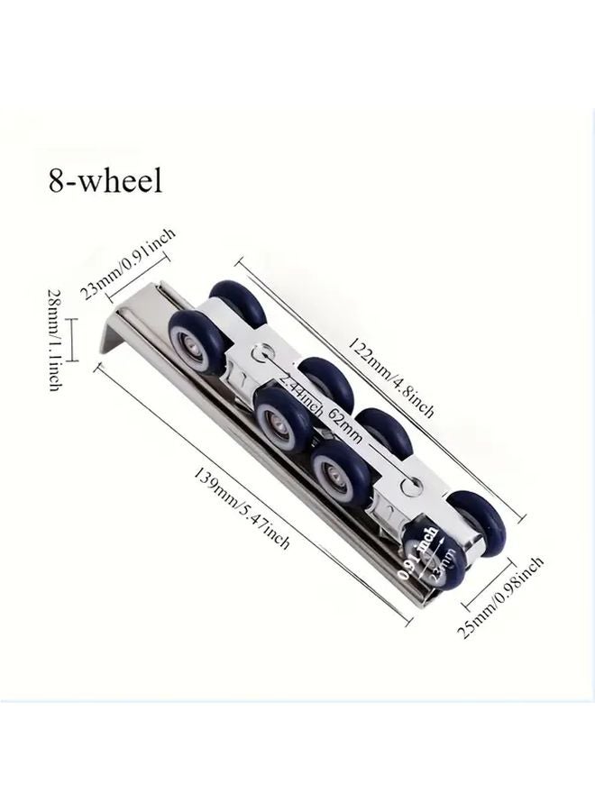 Set of 2 Zinc Alloy Silent Sliding Door Hanging Wheels 8 Wheel Set Max Load 341 72LB - Image 5